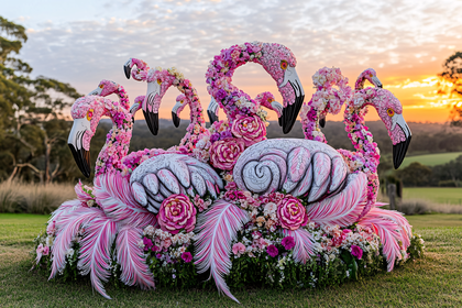 Floral Flamingo Sculpture