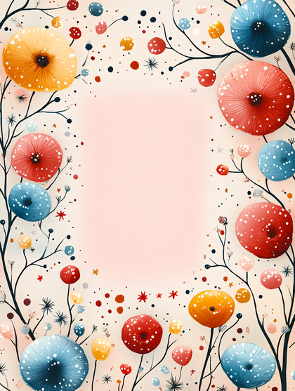 Floral Frame with Dots and Branches