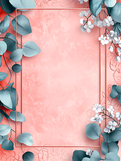 Floral frame with eucalyptus and white flowers