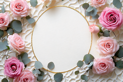 Floral Frame with Roses and Eucalyptus