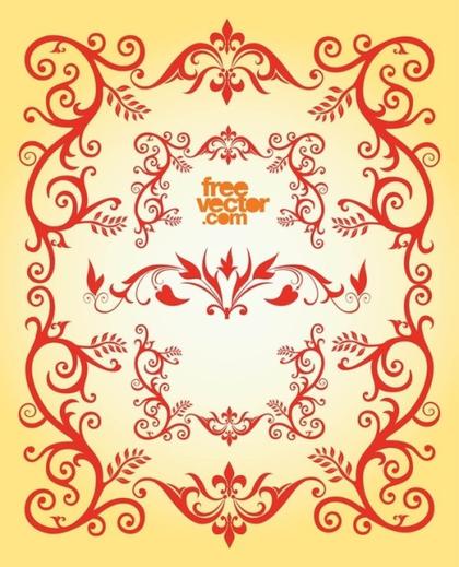 Floral Frame With Swirls Free Vector