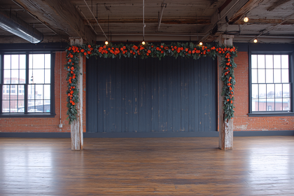 Floral Garland Decorating Wooden Wall