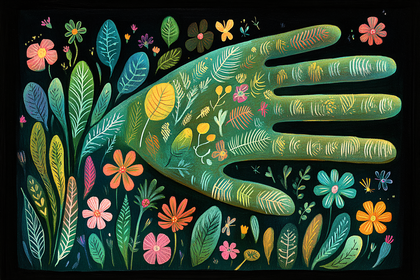 Floral Hand In A Garden
