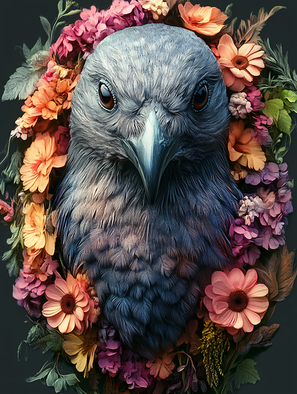 Floral Hawk Portrait