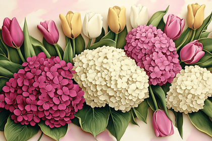 Floral Hydrangea and Tulip Arrangement