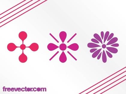 Floral Icons Elements Free Vector