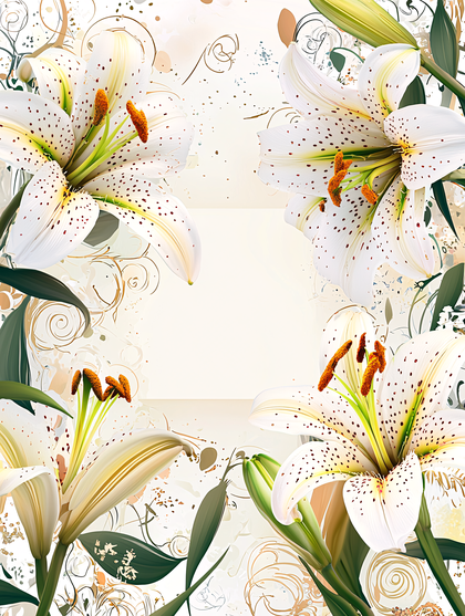 Floral Lilies with Blank Space
