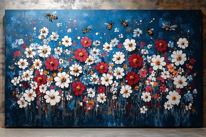 Floral Meadow With Bees