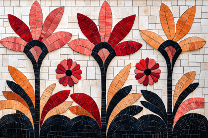 Floral Mosaic Tile Art