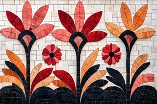 Floral Mosaic Tile Art