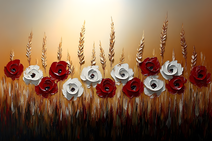 Floral Painting With Red And White Flowers