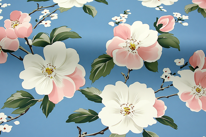 Floral Pattern with Pink and White Blossoms