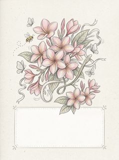 Floral Plumeria Frame With Butterflies And Bee