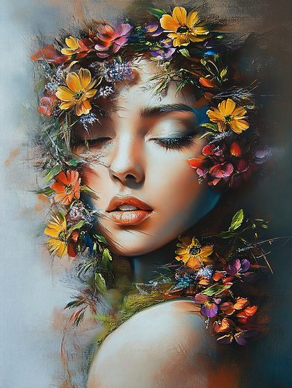 Floral Portrait Of A Woman