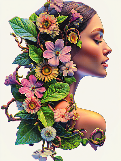 Floral Portrait Of A Woman