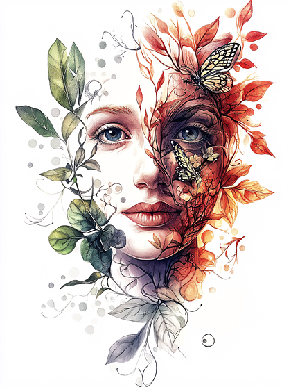 Floral Portrait of a Woman