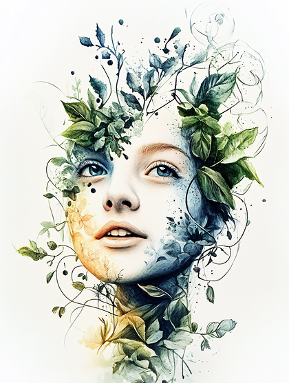 Floral Portrait Of A Young Woman