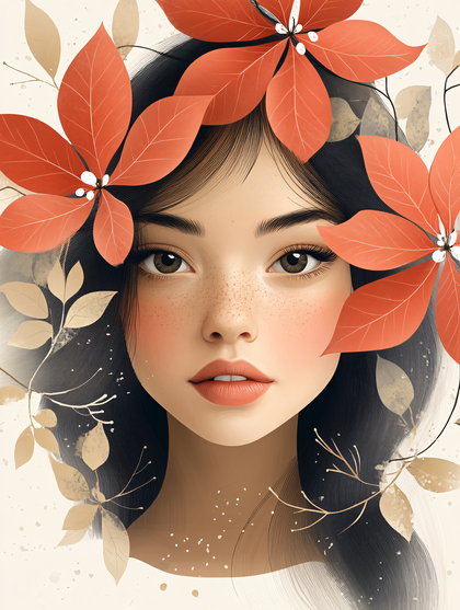 Floral Portrait Of A Young Woman