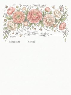Floral Ranunculus Recipe Card Template