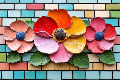 Floral Relief on Brick Wall