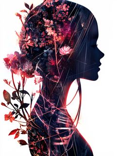 Floral Silhouette Portrait