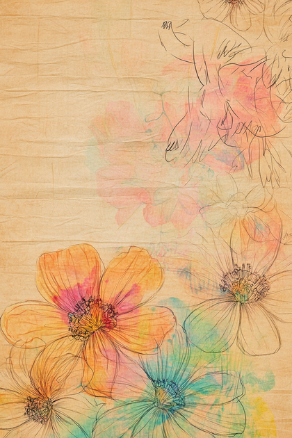 Floral Sketch with Watercolor Accents