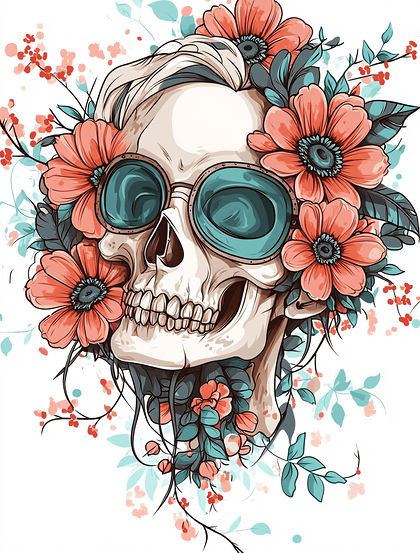 Floral Skull With Sunglasses