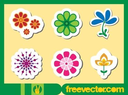 Floral Stickers s Free Vector