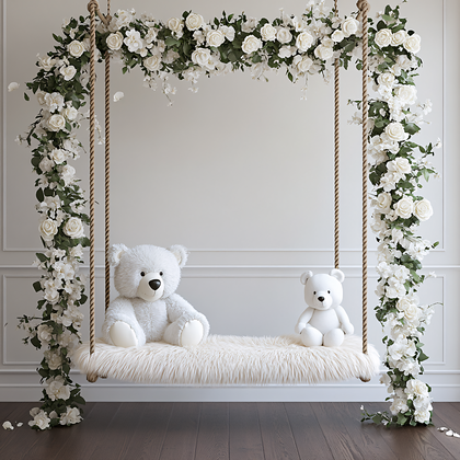 Floral Swing with Teddy Bears