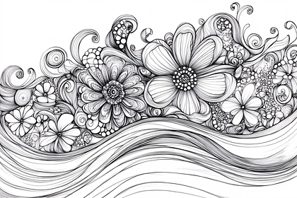 Floral Swirl Line Art