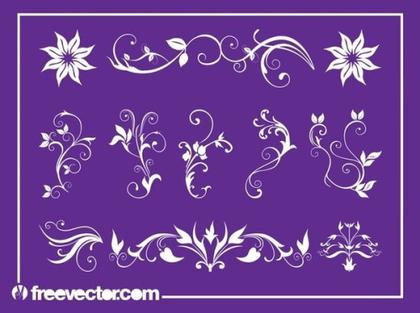 Floral Swirls Set Free Vector