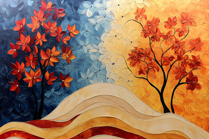 Floral Trees Oil Painting