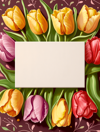 Floral Tulips with Blank Space