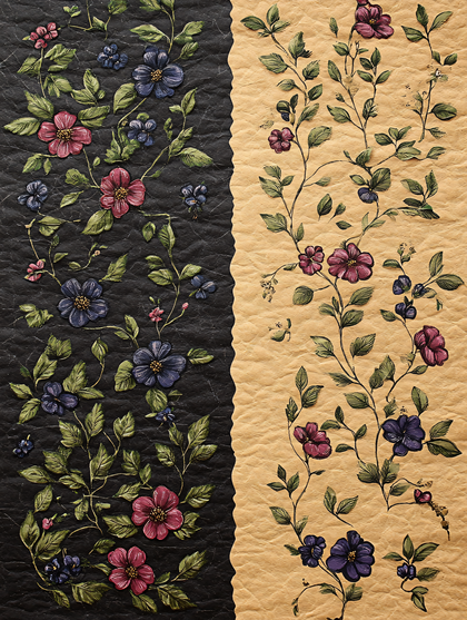 Floral Vine Pattern on Split Background