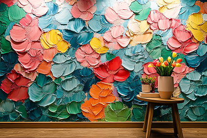 Floral Wall Texture With Tulips