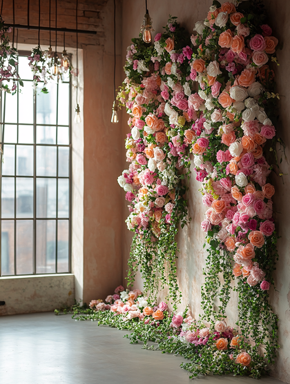 Floral Wall with Roses and Vines
