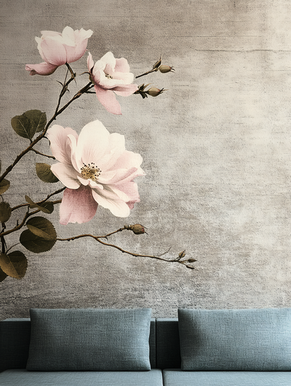 Floral Wallpaper Over Couch