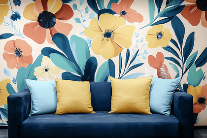 Floral Wallpaper Sofa Scene