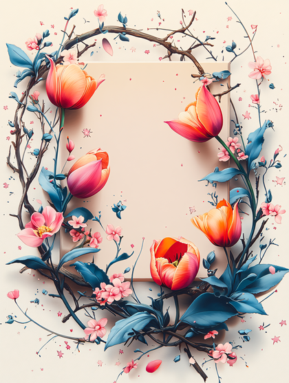 Floral Wreath with Tulips