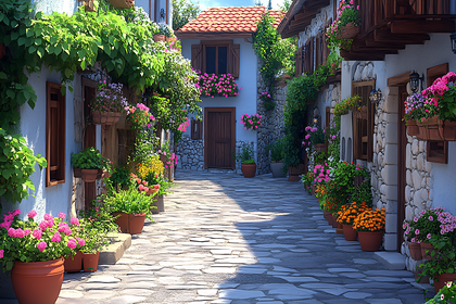 Flower Adorned European Street