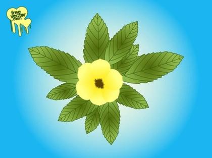 Flower and Leaves Free Vector