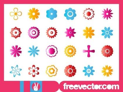 Flower Blossoms Icon Set Free Vector