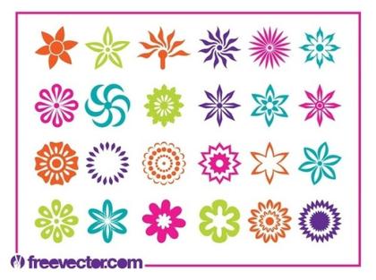 Flower Blossoms Icons Set Free Vector