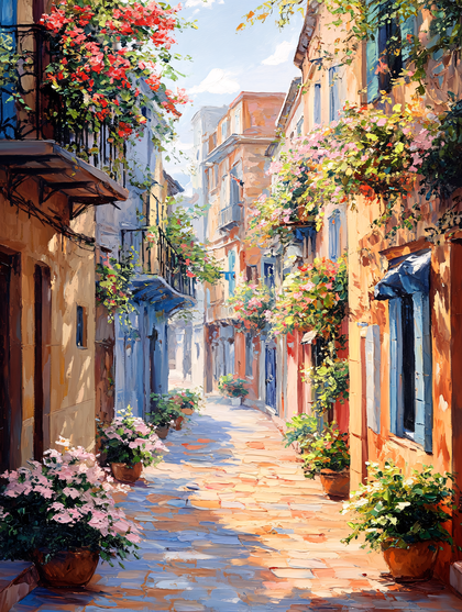 Flowered Alleyway In Italy