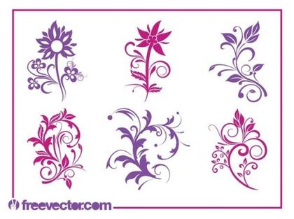 Flowers Set Free Vector