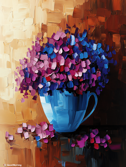 Flowers In Blue Cup Painting