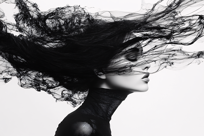 Flowing Black Hair Portrait