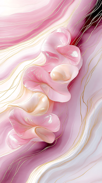 Flowing Pink and Gold Abstract
