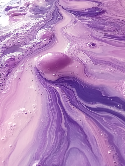Flowing Purple Liquid with Bubbles