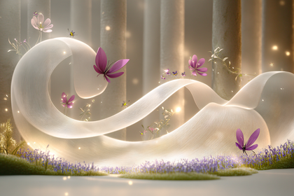 Flowing Ribbon and Floral Fantasy